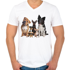 PRINTFASHION Kutyák - Férfi V-nyakú póló - Fehér férfi póló
