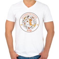 PRINTFASHION Kutyakozmetikusok királya - Férfi V-nyakú póló - Fehér
