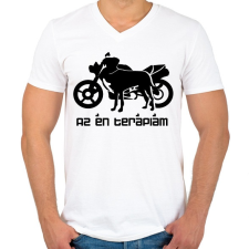 PRINTFASHION kutyamotor2 - Férfi V-nyakú póló - Fehér férfi póló