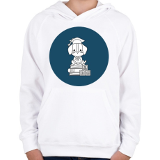 PRINTFASHION Kutyás diplomás minta - Gyerek kapucnis pulóver - Fehér