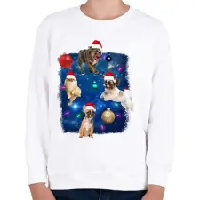 PRINTFASHION Kutyás karácsony - Gyerek pulóver - Fehér gyerek pulóver, kardigán