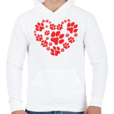 PRINTFASHION Kutyás mancsok - Férfi kapucnis pulóver - Fehér férfi pulóver, kardigán