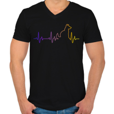 PRINTFASHION Kutyás szívdobbanás - Férfi V-nyakú póló - Fekete