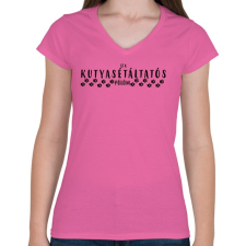 PRINTFASHION Kutyasétáltatás - Női V-nyakú póló - Rózsaszín női póló