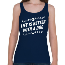 PRINTFASHION Kutyával jobb az élet - Női atléta - Sötétkék női trikó