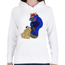 PRINTFASHION Kutyus az ördöggel  - Női kapucnis pulóver - Fehér női pulóver, kardigán