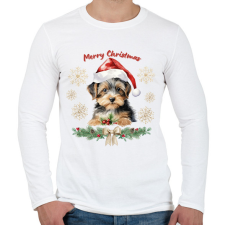 PRINTFASHION Kutyus yorki - Férfi hosszú ujjú póló - Fehér férfi póló