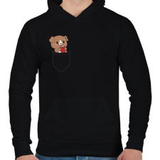 PRINTFASHION Kutyus zsebben páros minta - Férfi kapucnis pulóver - Fekete férfi pulóver, kardigán