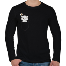 PRINTFASHION Kutyus zsebben páros minta - pizza - Férfi hosszú ujjú póló - Fekete férfi póló