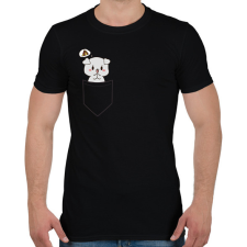 PRINTFASHION Kutyus zsebben páros minta - pizza - Férfi póló - Fekete férfi póló