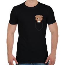 PRINTFASHION Kutyus zsebben páros minta - pizza - Férfi póló - Fekete férfi póló