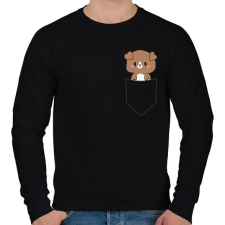 PRINTFASHION Kutyus zsebben páros minta - pizza - Férfi pulóver - Fekete férfi pulóver, kardigán
