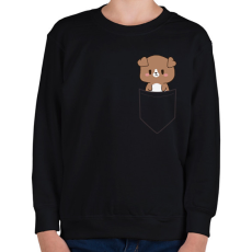 PRINTFASHION Kutyus zsebben páros minta - pizza - Gyerek pulóver - Fekete