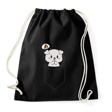 PRINTFASHION Kutyus zsebben páros minta - pizza - Sportzsák, Tornazsák - Fekete tornazsák