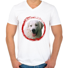 PRINTFASHION kuvasz kutyus - férfi - Férfi V-nyakú póló - Fehér férfi póló