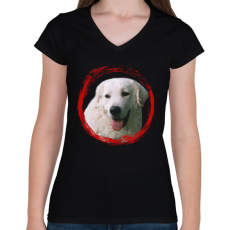 PRINTFASHION kuvasz kutyus - férfi - Női V-nyakú póló - Fekete