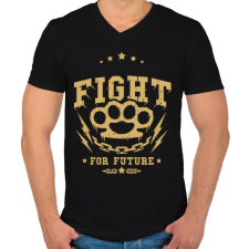 PRINTFASHION Küzdelem - Férfi V-nyakú póló - Fekete férfi póló