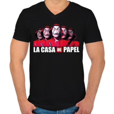 PRINTFASHION la casa de papel  - A nagy pénzrablás 10 - Férfi V-nyakú póló - Fekete