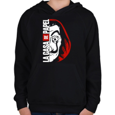 PRINTFASHION LA CASA DE PAPEL - A nagy pénzrablás - Gyerek kapucnis pulóver - Fekete gyerek pulóver, kardigán