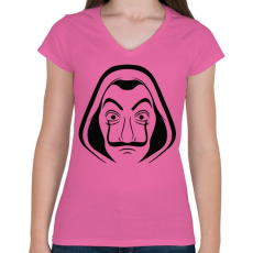 PRINTFASHION La casa de papel - A nagy pénzrablás - Női V-nyakú póló - Rózsaszín