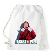 PRINTFASHION La casa de papel art  - Sportzsák, Tornazsák - Fehér tornazsák