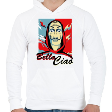 PRINTFASHION La casa de papel - Bella Ciao - Férfi kapucnis pulóver - Fehér férfi pulóver, kardigán