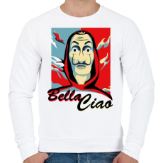 PRINTFASHION La casa de papel - Bella Ciao - Férfi pulóver - Fehér