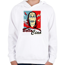 PRINTFASHION La casa de papel - Bella Ciao - Gyerek kapucnis pulóver - Fehér gyerek pulóver, kardigán