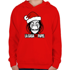 PRINTFASHION La Casa De Papel Christmas - Gyerek kapucnis pulóver - Piros gyerek pulóver, kardigán