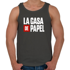 PRINTFASHION La casa de papel fehér felirat - Férfi atléta - Sötétszürke atléta, trikó