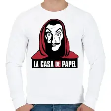 PRINTFASHION La casa de papel - Férfi pulóver - Fehér férfi pulóver, kardigán