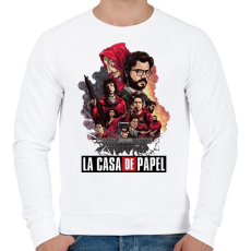 PRINTFASHION La Casa de Papel  - Férfi pulóver - Fehér