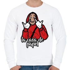 PRINTFASHION La Casa de Papel - Férfi pulóver - Fehér férfi pulóver, kardigán