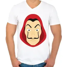 PRINTFASHION La casa de papel - Férfi V-nyakú póló - Fehér férfi póló