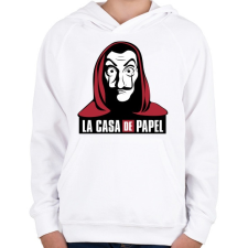 PRINTFASHION La casa de papel - Gyerek kapucnis pulóver - Fehér gyerek pulóver, kardigán