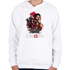 PRINTFASHION La Casa de Papel  - Gyerek kapucnis pulóver - Fehér gyerek pulóver, kardigán