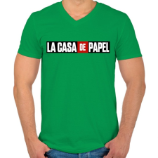 PRINTFASHION La casa de papel logo - Férfi V-nyakú póló - Zöld férfi póló