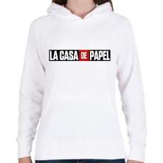PRINTFASHION La casa de papel logo - Női kapucnis pulóver - Fehér