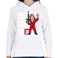 PRINTFASHION La casa de papel N1 - Női kapucnis pulóver - Fehér női pulóver, kardigán