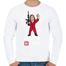 PRINTFASHION La casa de papel N2 - Férfi pulóver - Fehér