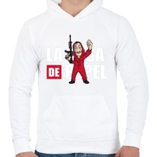 PRINTFASHION La casa de papel N3 - Férfi kapucnis pulóver - Fehér