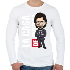 PRINTFASHION La casa de papel N4 - Férfi hosszú ujjú póló - Fehér férfi póló