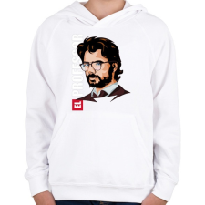 PRINTFASHION La casa de papel N6 - Gyerek kapucnis pulóver - Fehér gyerek pulóver, kardigán