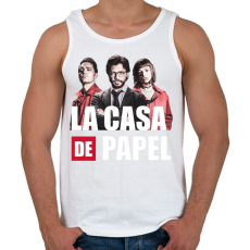 PRINTFASHION La casa de papel N7 - Férfi atléta - Fehér