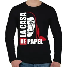 PRINTFASHION La casa de papel N - Férfi hosszú ujjú póló - Fekete férfi póló