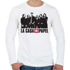 PRINTFASHION La casa de papel - nagy pénzrablás art - Férfi hosszú ujjú póló - Fehér férfi póló