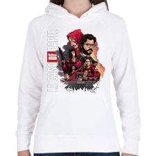 PRINTFASHION La Casa de Papel - Női kapucnis pulóver - Fehér női pulóver, kardigán