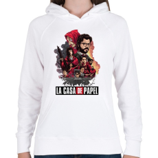 PRINTFASHION La Casa de Papel  - Női kapucnis pulóver - Fehér