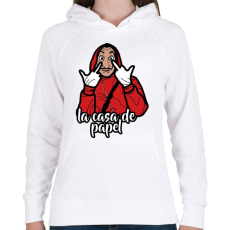 PRINTFASHION La Casa de Papel - Női kapucnis pulóver - Fehér