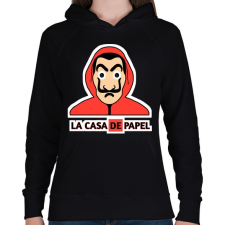 PRINTFASHION LA CASA DE PAPEL - Női kapucnis pulóver - Fekete női pulóver, kardigán